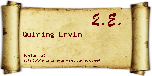 Quiring Ervin névjegykártya